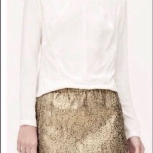 LOFT Gold Brocade Mini Skirt, Size Medium